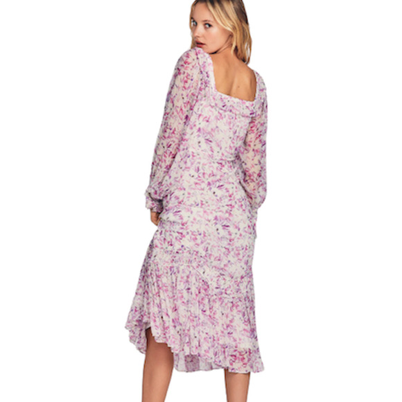 Love Shack Fancy Magenta Starlight Julio Silk Midi Dress Size XXS - Picture 2 of 13